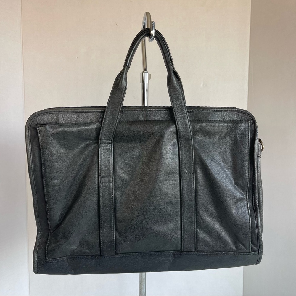Heritage Expandable Portfolio Computer Black Cowhide Leather Bag #12215B